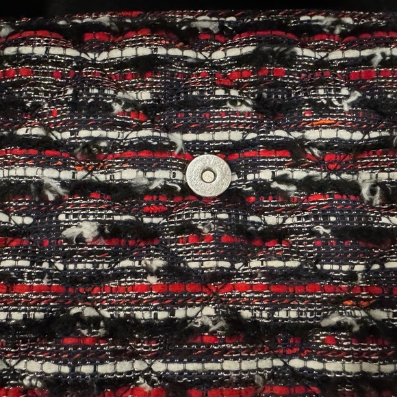 Authentic Tory Burch Fleming Chic Black and Red Tweed Chain Bag - Picture 13 of 15